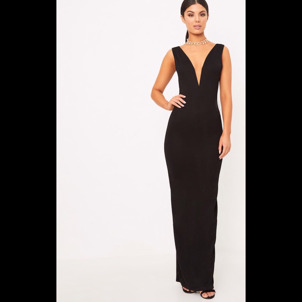 Flossie Black Plunge Maxi Dress